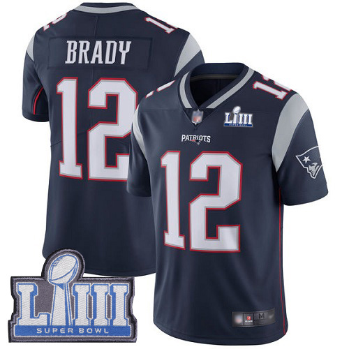 New England Patriots Football #12 Super Bowl LIII Bound Limited Navy Blue Men Tom Brady Home NFL Jersey->new england patriots->NFL Jersey